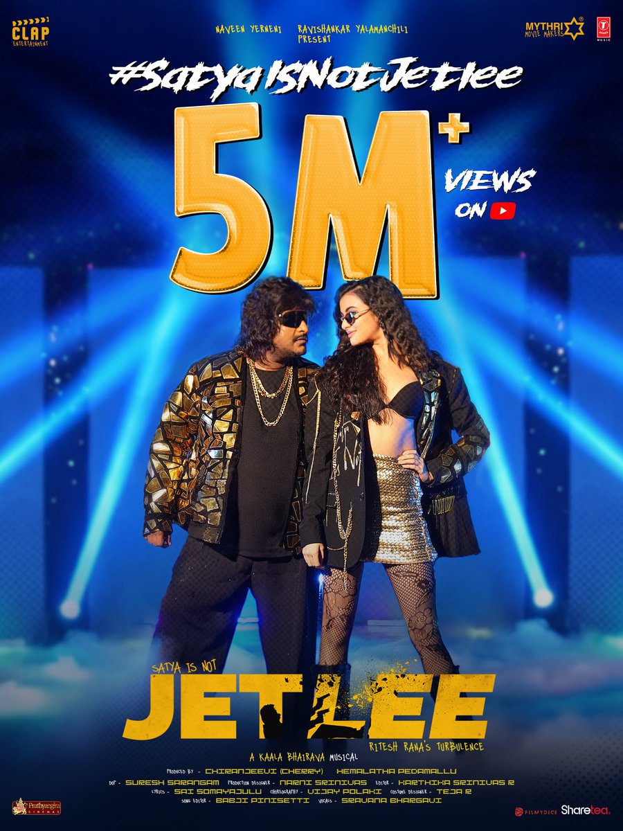 tseriessouth's tweet photo. 5M+ views and still figuring out if #SatyaisnotJetlee 🕺

Have you learnt the hookstep yet? 👀

#SatyaisNotJetlee Video song out now ❤️‍🔥
▶️ https://t.co/642vTHJa0Y

#JETLEE
A @RiteshRana's turbulence 🛫
A @kaalabhairava7's musical.

Starring #Satya, #RheaSingha, https://t.co/3c3RMAuycI