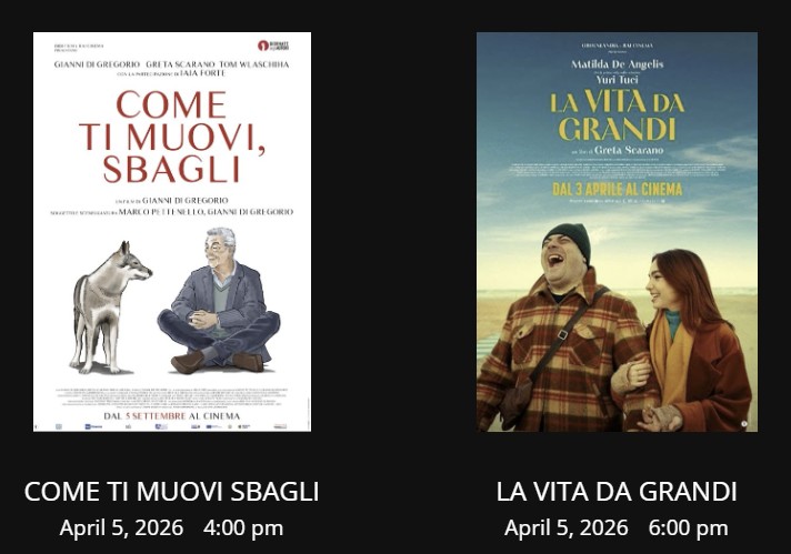 CinemaItalyFilm's tweet photo. XXII CINEMA ITALY MIAMI: April 2-5, 2026 
Sunday, April 5 - join us for Closing Day
4 pm: COME TI MUOVI, SBAGLI- Romantic Comedy
6 pm: LA VITA DA GRANDI- Comedy Drama - CLOSING FILM based on a true story
🎬https://t.co/oWaMRpYMah
📍O Cinema Miami Beach
https://t.co/eUGV2BeTRe https://t.co/MK2Q0hxCrm