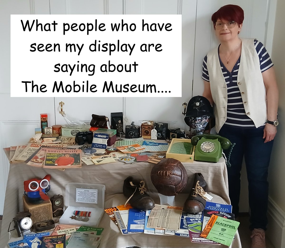 TheMobileMuseum's tweet photo. What people who have seen my display are saying about The Mobile Museum. To book me to bring my museum display of 1910s-1970s items to your social group or care home,message me or go to https://t.co/AMLFDfy8jz for more details.
I cover the whole of E Yorks &amp; some areas of N Yorks https://t.co/p2Bu13uXYV