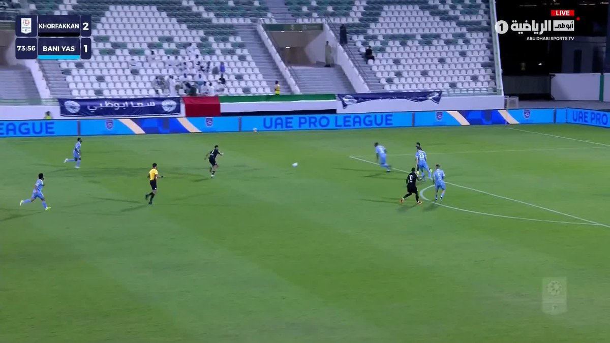 بعد عدة نقلات رائعة.. خورفكان يهدر فرصة هدف مؤكد. أبوظبي الرياضية 1 | #خورفكان_بني_ياس 