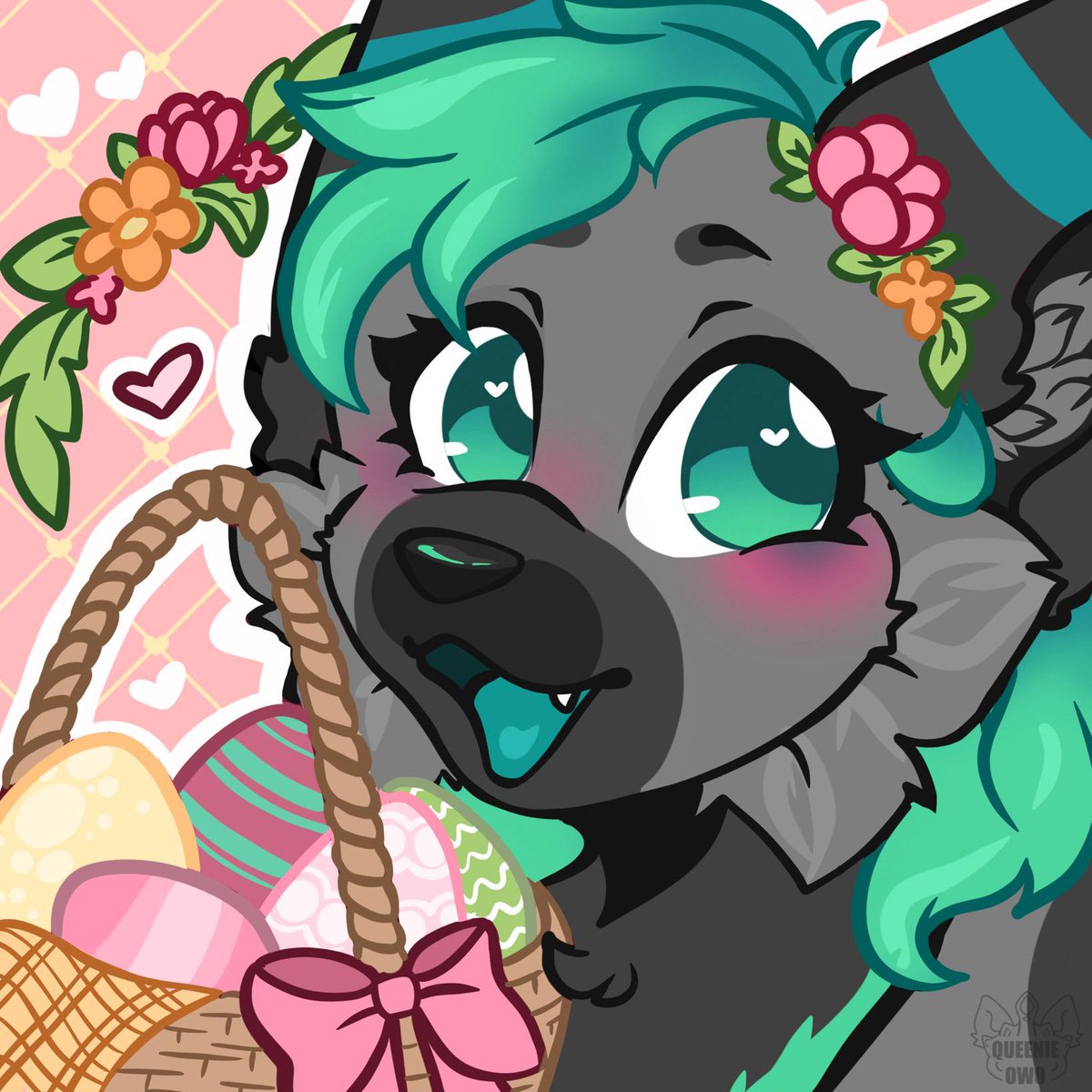 Frost_Floof's tweet photo. Happy Easter Everypuppy. My wonderful girl @PupRayne commed this piece for me by @Queenie0w01 https://t.co/GiBvPGca2c
