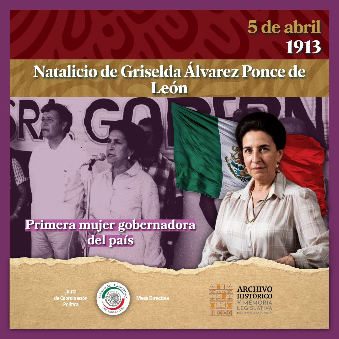 🇲🇽 5 de abril de 1913: Natalicio de Griselda Álvarez Ponce de León 🇲🇽

Hoy conmemoramos el natalicio de esta gran docente y escritora, quien fue la primera gobernadora en la historia de México. 🇲🇽

Así el Senado le otorgó la Medalla Belisario Domínguez🏅: acortar.link/BXlAMU