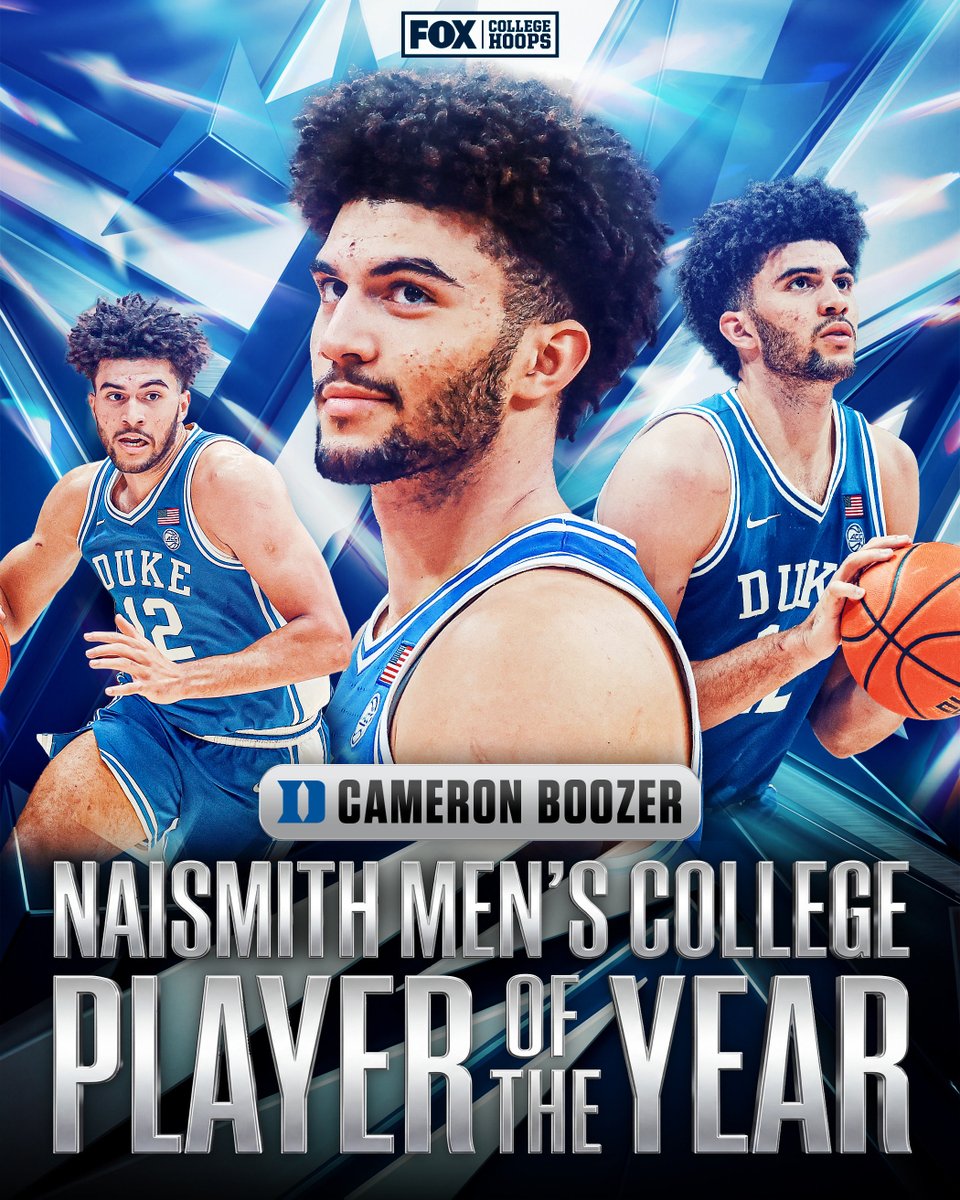 CBBonFOX's tweet photo. THE BEST IN THE GAME 🏆

@CameronBoozer12 is your 2026 Naismith Men’s College Player of the Year. https://t.co/DBXsA1SgWq