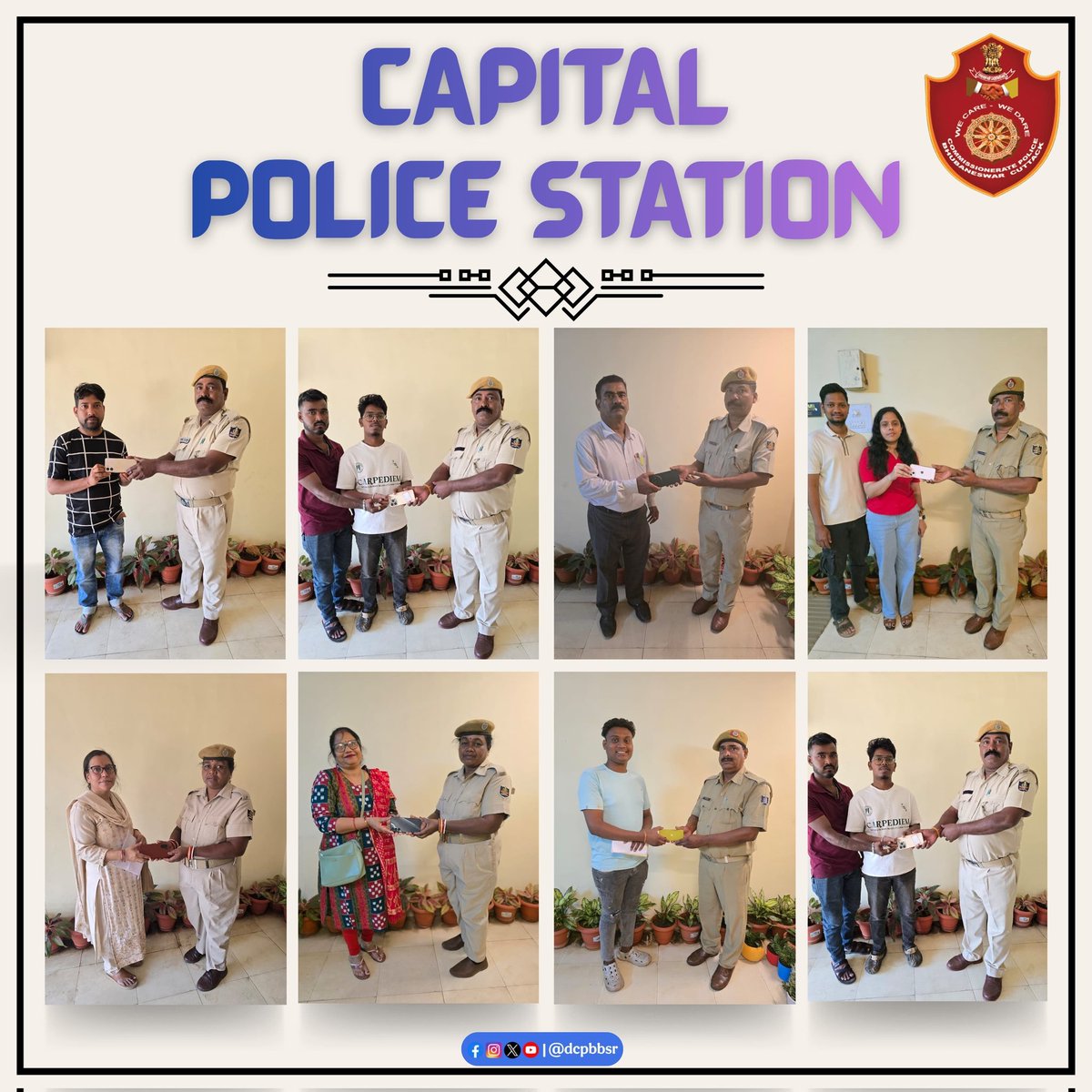 dcpbbsr's tweet image. Using the CEIR portal, Capital Police Station teams successfully recovered 08 missing mobile phones and returned these to their rightful owners. #SuccessStories 
#WeCareWeDare