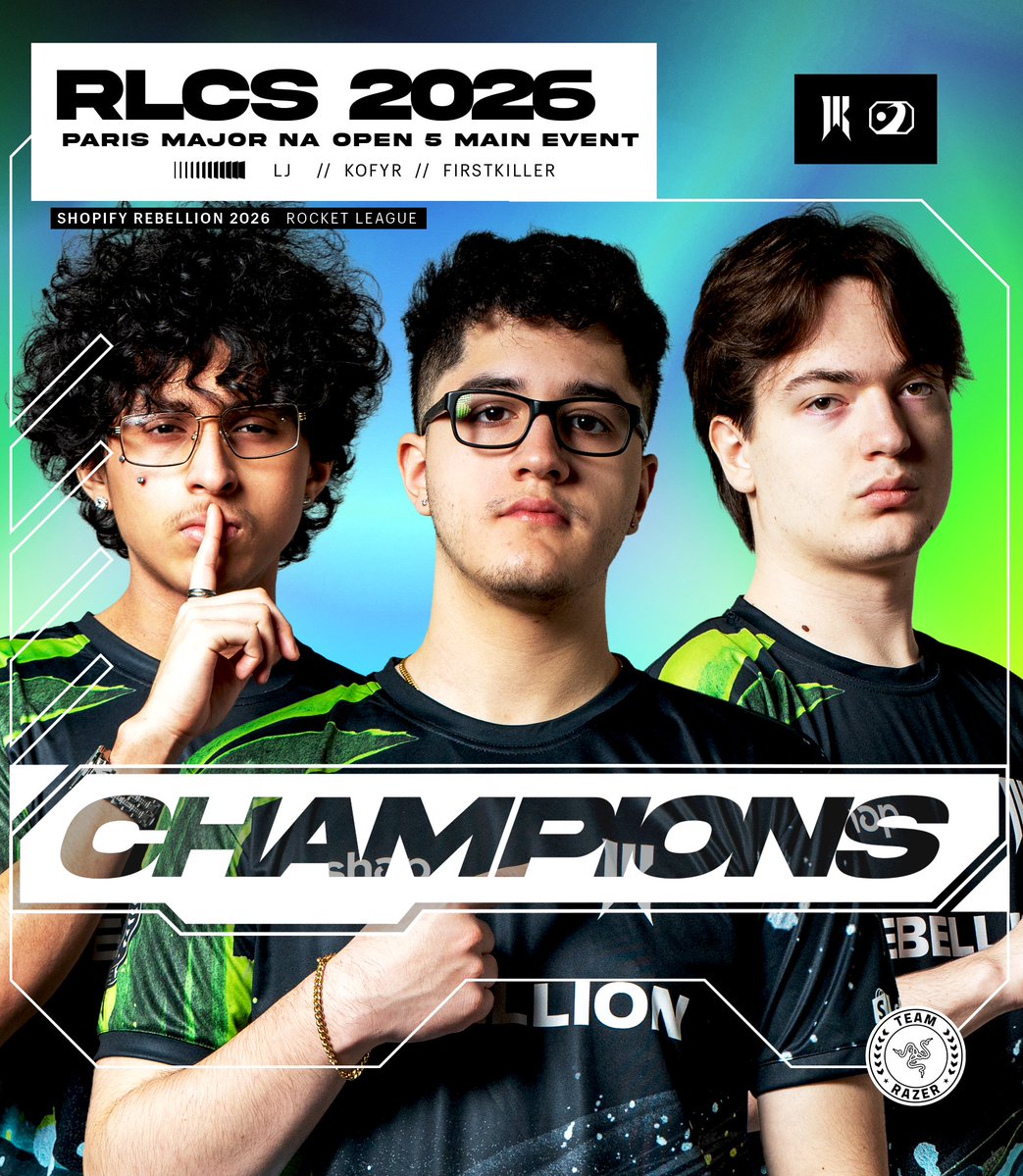 ShopifyRebels's tweet image. GAUNTLET RUN COMPLETE ✅
We are your #RLCS Paris Open #5 Champions 🏆
 
@Firstkiller | @kofyr4 | @rl_ljfett | @ViolentPandaRL 
#SRWIN #SHOPIFYVE