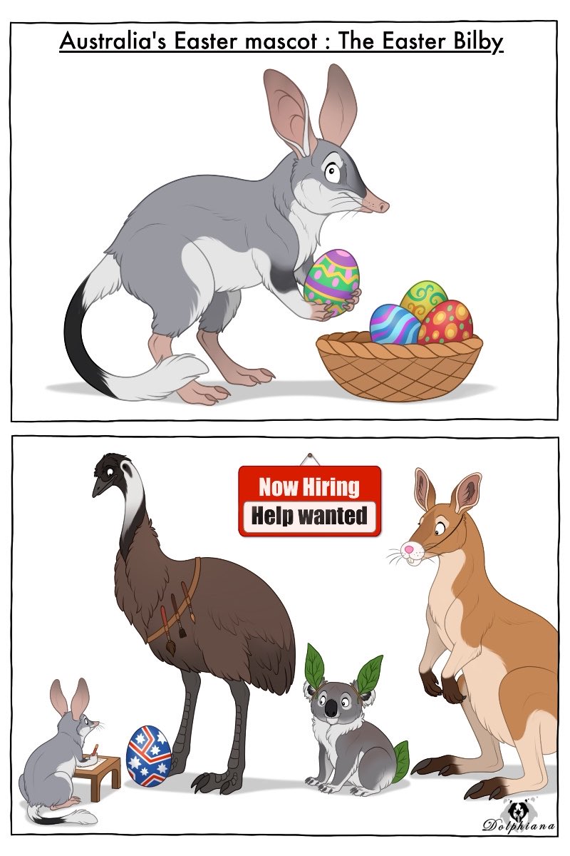 Happy Easter!!!
The Easter Bilby is an Australian alternative to the Easter Bunny, chosen because rabbits are an invasive species over there. 
Maybe there'll be an Easter Emu, koala or kangaroo in the future? ;)
#comic
