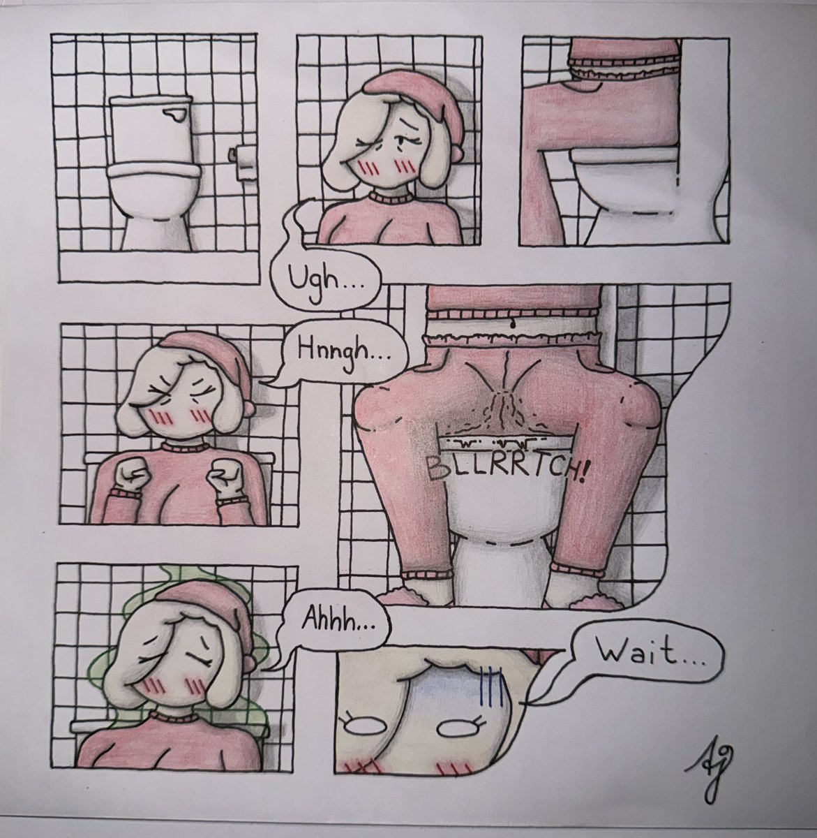 thatjlittlej's tweet photo. (CW: Soiling)
A New Piece! Sorry for the holdup :(

When Veenilla wakes up she’s 100% aware of everything, which you can clearly see right… oh. Oh well.
#soiling #abdl https://t.co/CjazeFI8or