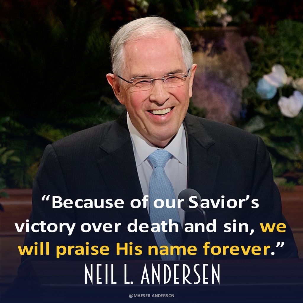 MaeserART's tweet photo. “Because of our Savior’s victory over death and sin, we will praise His name forever.” - Neil L. Andersen

Sunday Afternoon Session | April 2026 General Conference
-----
#ldsconf #GeneralConference #Easter https://t.co/CJNjgCGjjp