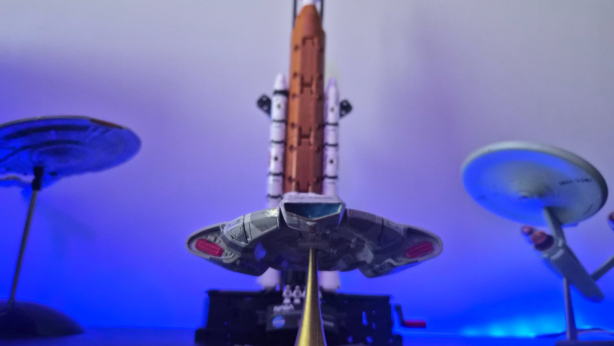 Alhon's tweet image. Finished my latest model. Proud of the "awkward prom" photo. #modelmaking #enterprise #ncc1701