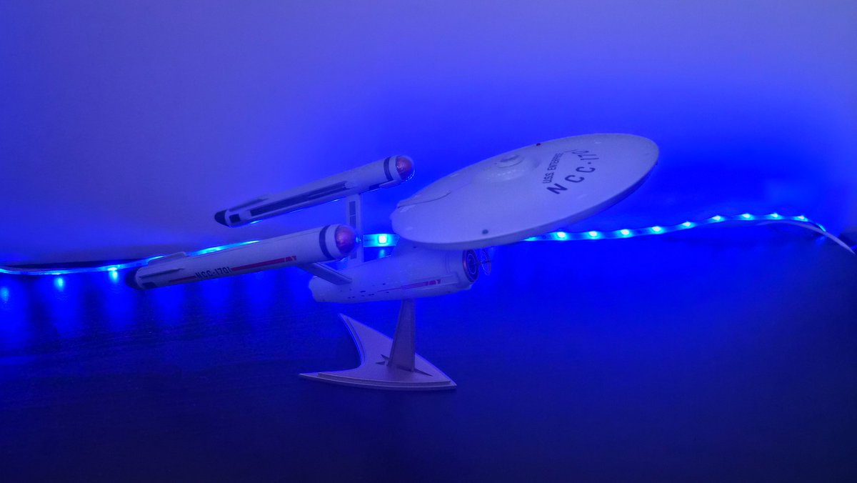 Alhon's tweet image. Finished my latest model. Proud of the "awkward prom" photo. #modelmaking #enterprise #ncc1701