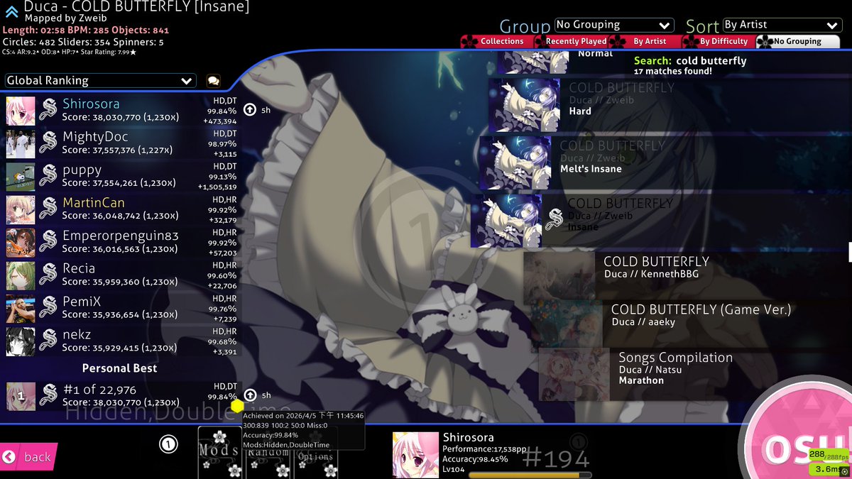 finally fc'd cold butterfly with an insane acc.
this might be my favorite score lately.