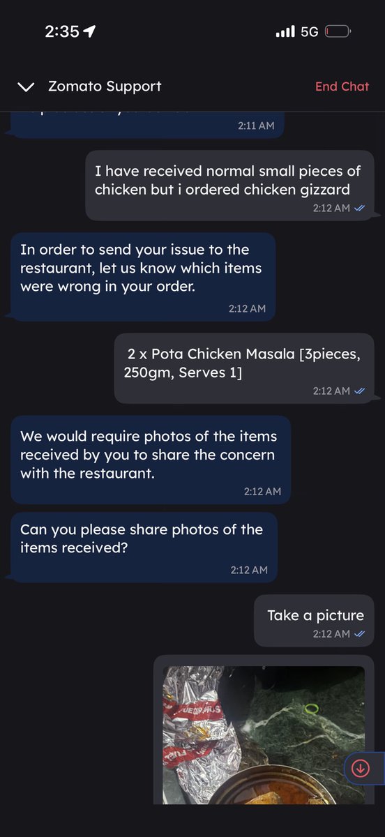 Ankitqo7g's tweet photo. @zomato i order specific chicken gizzard from restaurant and they packed smelly chicken bone total wrong order and restaurant is not even picking up the call  order id 7970241118 https://t.co/0P5acD57S4