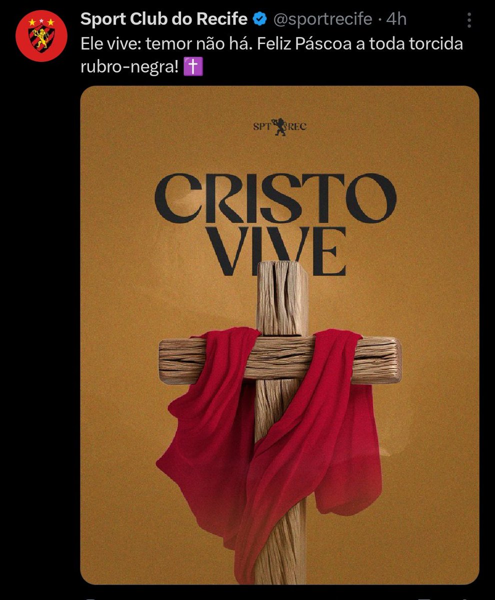 🇧🇷 VEJA: O Sport Club de Recife também se lembrou de Jesus Cristo na Páscoa.