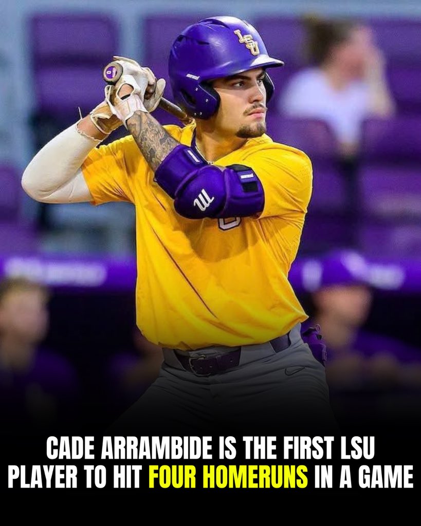 verdinverdict's tweet image. #LSU RALLIES to come back and win the series vs #Tennessee behind the bat of Cade Arrambide 

Who now is the ONLY LSU Tiger to hit four home runs in a SINGLE GAME