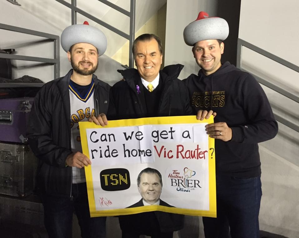 rogerscentral's tweet photo. Proud member of the @TSNVicRauter fan club! Fun times meeting him and the @TSN_Sports crew over the years. Congrats on your retirement Vic - @TSNCurling &amp; @CurlingCanada won't be the same without you! https://t.co/rBa2VCpjo1