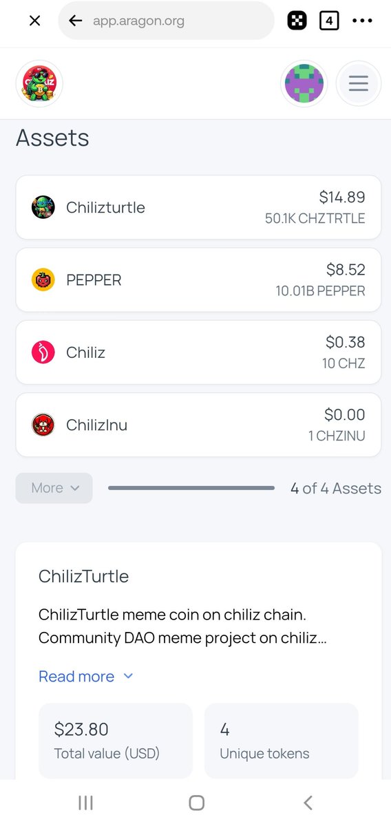 chilizturtle's tweet photo. Update. More than 20$ worth of $CHZTRTLE and $PEPPER available.
Get the new governance token $GOVTRTLE on @FanX_Protocol . Token address 0x35Fdd4Ba4a1E1f107c1C23036f578739e3acC6e6.
Create a proposal on Aragon ChilizTurtle DAO, vote and send the assets to your wallet.
$CHZ https://t.co/Wk4xQxZmUp