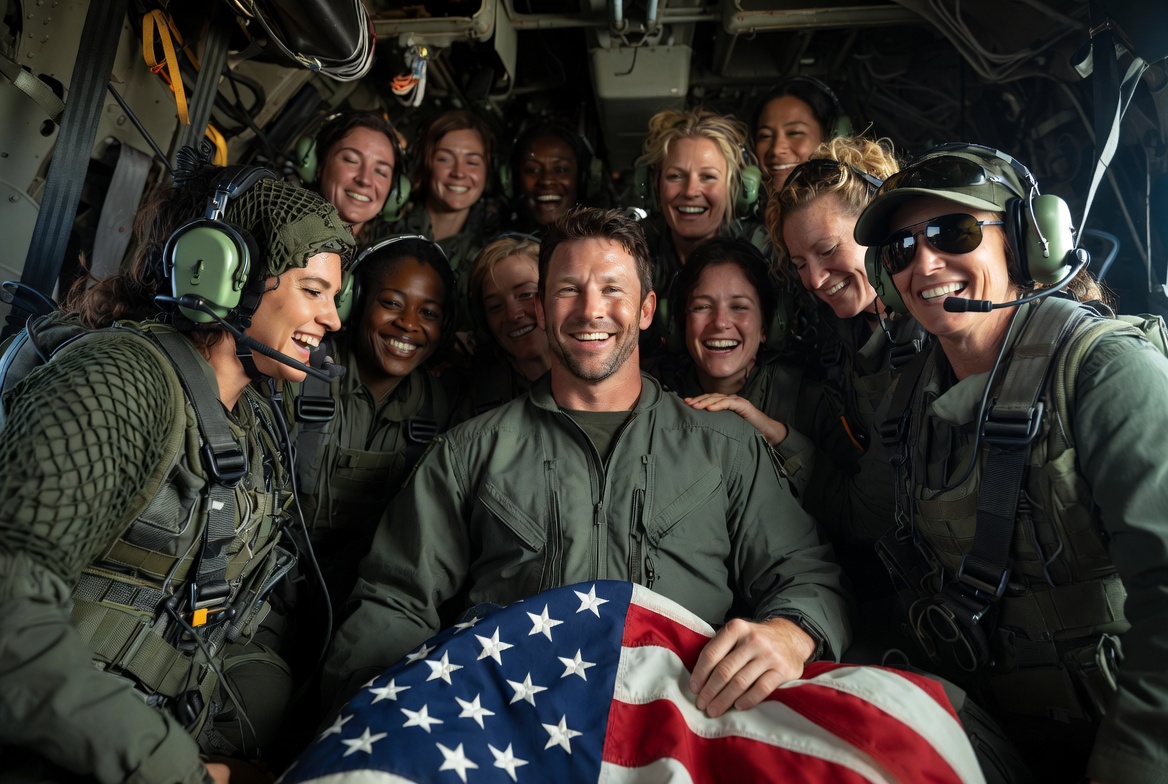 BradTouchdown's tweet photo. @nicksortor Picture of the rescue crew after saving the WSO. diversity really is our strength! https://t.co/vVkJZfcU47