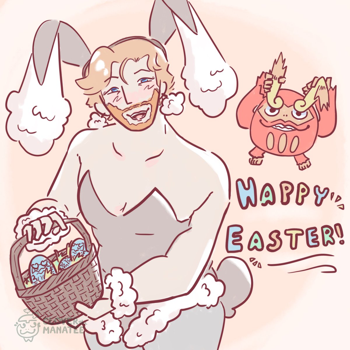 MysticAidanYT's tweet photo. Happy Easter everyone! 
(Don’t ever ask me to put a bunny suit on again.)

🎨 @CloverManatee https://t.co/upKITkmVoW