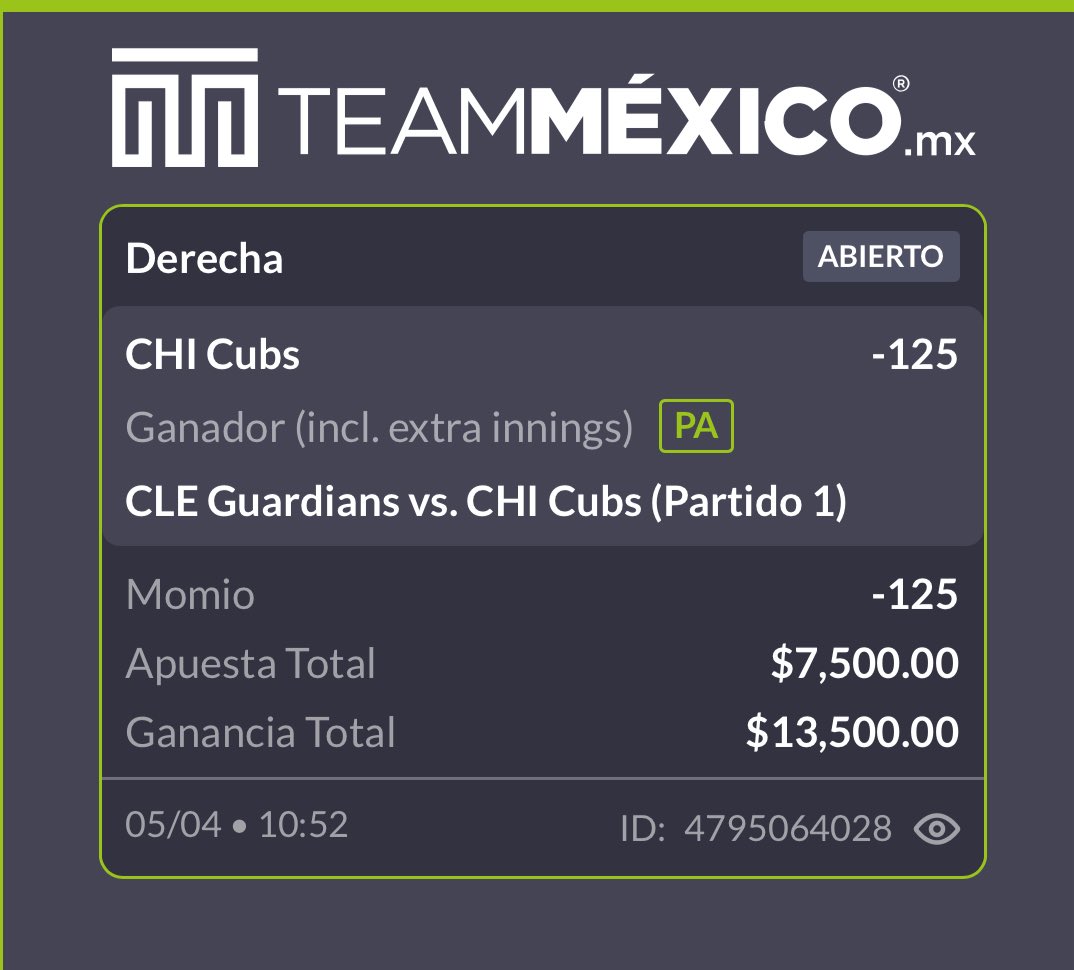 PicksConPablo's tweet photo. Hoy los Chicago Cubs en el juego 1 🐻

¿Me sigues? Solo deja tu “❤️” de la suerte 🍀 

Vamos con todo menos con miedo https://t.co/H12ZzVk3yl