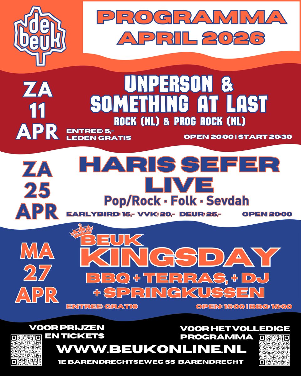 Tijd om je Agenda weer te vullen, het programma van April! 
Tickets voor 11-4: beuk.stager.co/shop/default
Tickets voor 25-4: ticketkantoor.nl/shop/bn25april…