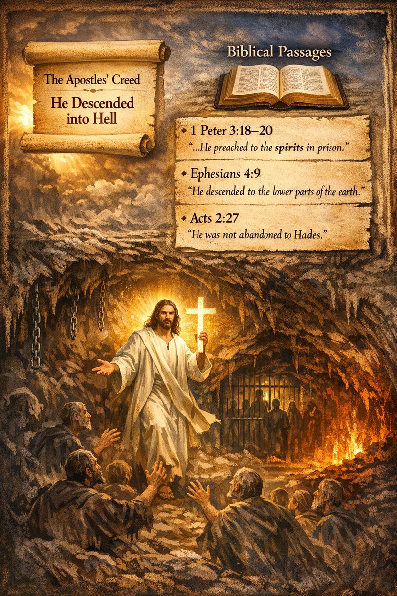 CatholicPeople's tweet photo. He didn’t just die…
He went where no one could escape.

Into the darkness.
Into the silence.
Into the place of the dead.

Not to stay—
but to take the keys.

⚔️ Death was never the end. https://t.co/5VFJUHd9m4