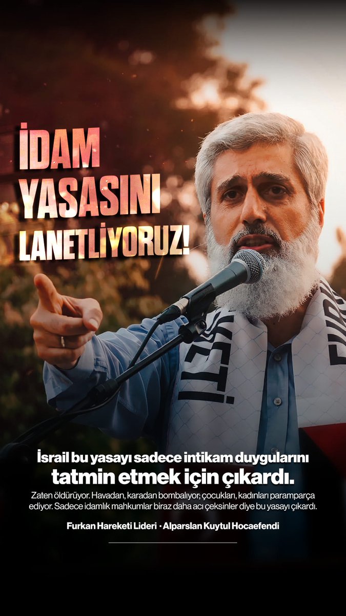 macide_01's tweet photo. Tarihin en zillet içinde yaşanan milletine,şu zamanda ümmetin alın akı olan en izzetlilerimizi esir etme !
idamYasasını Lanetliyoruz 
#FurkanHareketi https://t.co/ywno1oUMKK