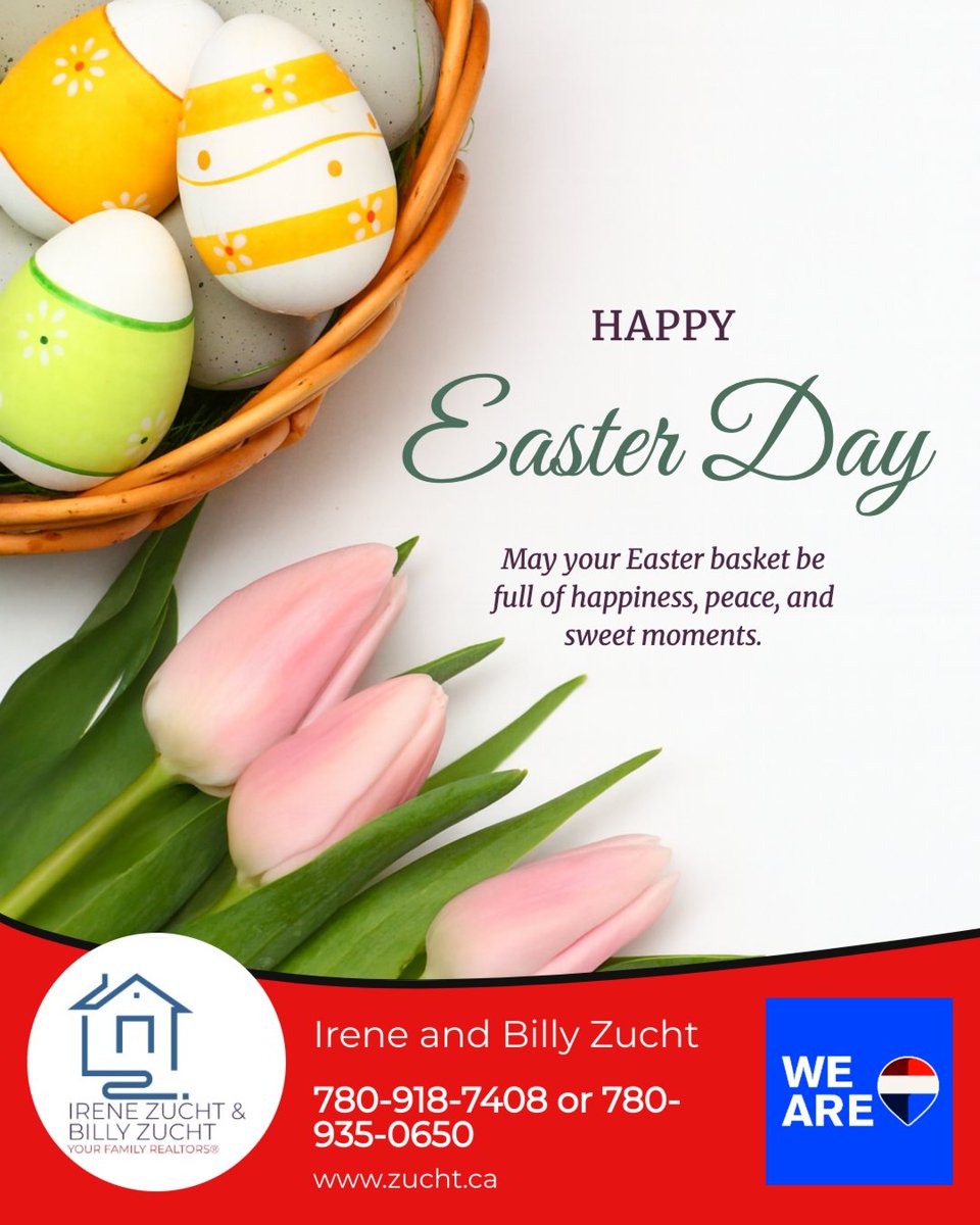 Bzucht's tweet image. Happy Easter! 🐰🌷 May your day be filled with sweet treats, sunny smiles, and maybe even a little egg-stra special surprise. 💛🥚✨

#fortsask #yegre #remaxelite #forsale #matterport #realtor