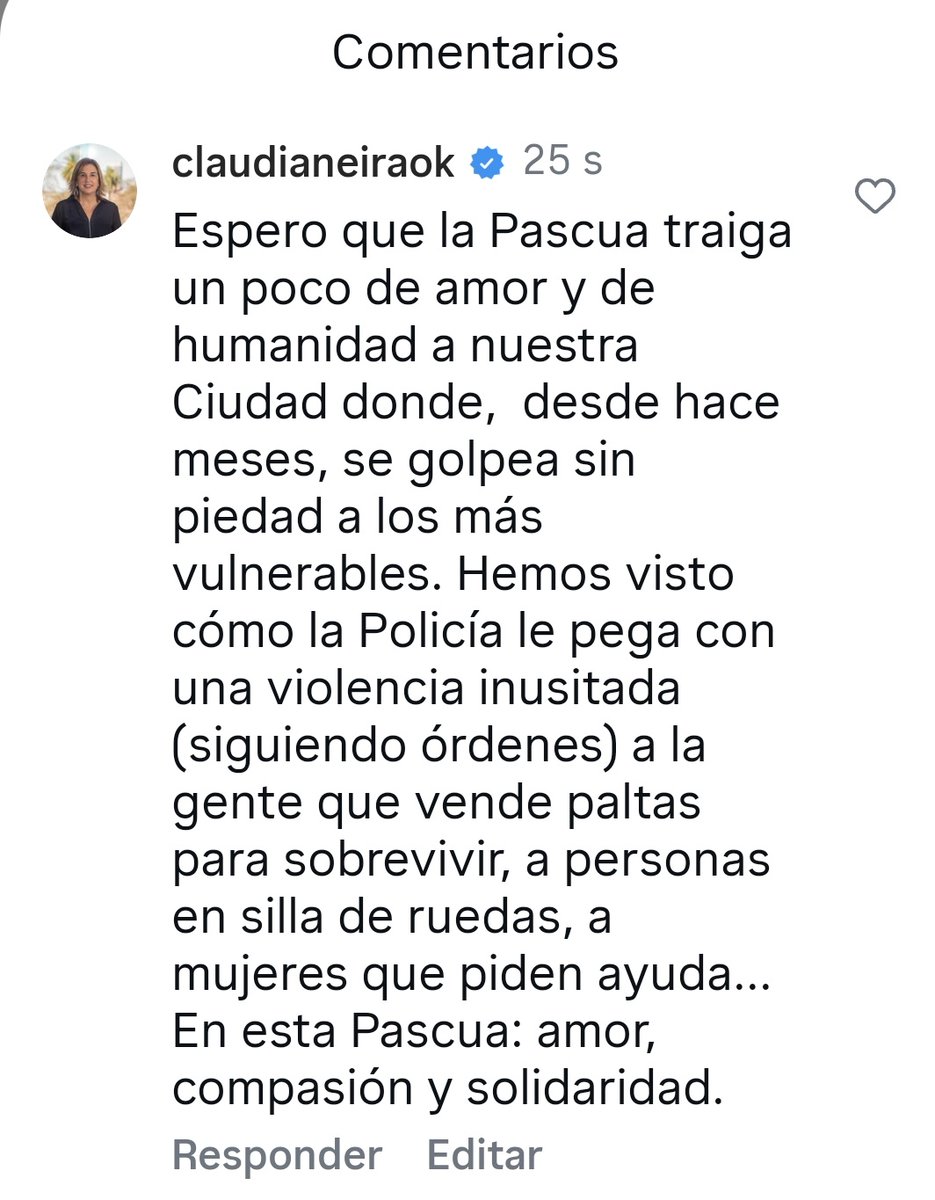 Parece que a <a href="/jorgemacri/">Jorge Macri</a> le molestó un comentario mío en su publicación de instagram por la Pascua ¡y lo borró! No era irrespetuoso, solo pretendía interpelar respecto del sentido de la Pascua, cuando el Jefe de Gobierno ha adoptado una política de violencia, en las calles,  con