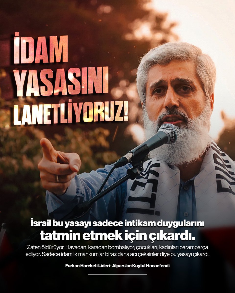 İdam Yasasını Lanetliyoruz!

İsrail bu yasayı sadece intikam duygularını tatmin etmek için çıkardı. Zaten öldürüyor. Havadan, karadan bombalıyor; çocukları, kadınları paramparça ediyor. Sadece idamlık mahkumlar biraz daha acı çeksinler diye bu yasayı çıkardı.

idamYasasını
