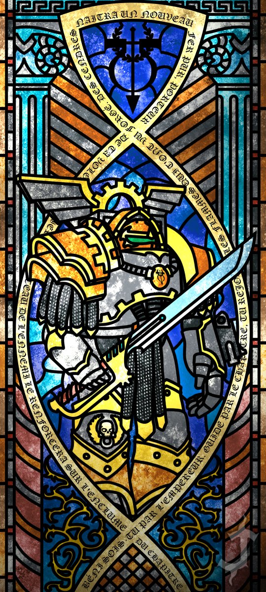 jnpeddn's tweet photo. A more recent artwork I made after watching @LLibrarium 's video on his homebrew chapter of SM when it came out, the Iron Purity.
#Warhammer40000 #W40K #WarhammerCommunity #Artwork #Spacemarine #HomebrewChapter #StainedGlass https://t.co/f9MMu5tMj1