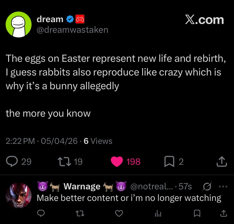 ExieIslost's tweet photo. @dreamwastaken this guy got his notifications on to hate on u on EASTER https://t.co/wOhyZkAu21