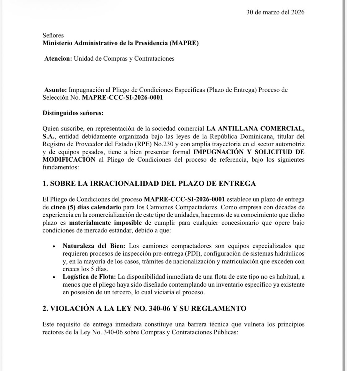 La licitación MAPRE-CCC-SI-2026-0001 levanta serias dudas. No es cualquier proceso, estamos hablando de millones y de transparencia. ¿Por qué tantas empresas están alertando irregularidades en MAPRE?
#LicitaciónAmañada #TrajeAlaMedidaMAPRE
