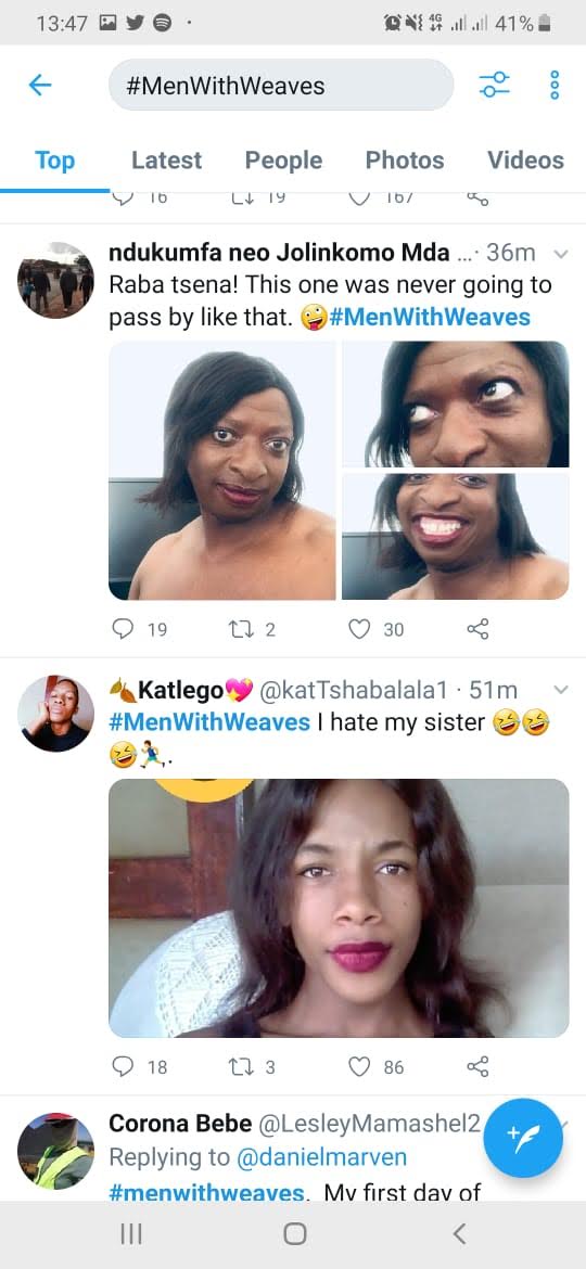 Enyeyezinjaa's tweet photo. Do you remember the #MenWithWeaves trend? Covid got people acting crazy lmao 🤣 https://t.co/fHMbjc3Hnf