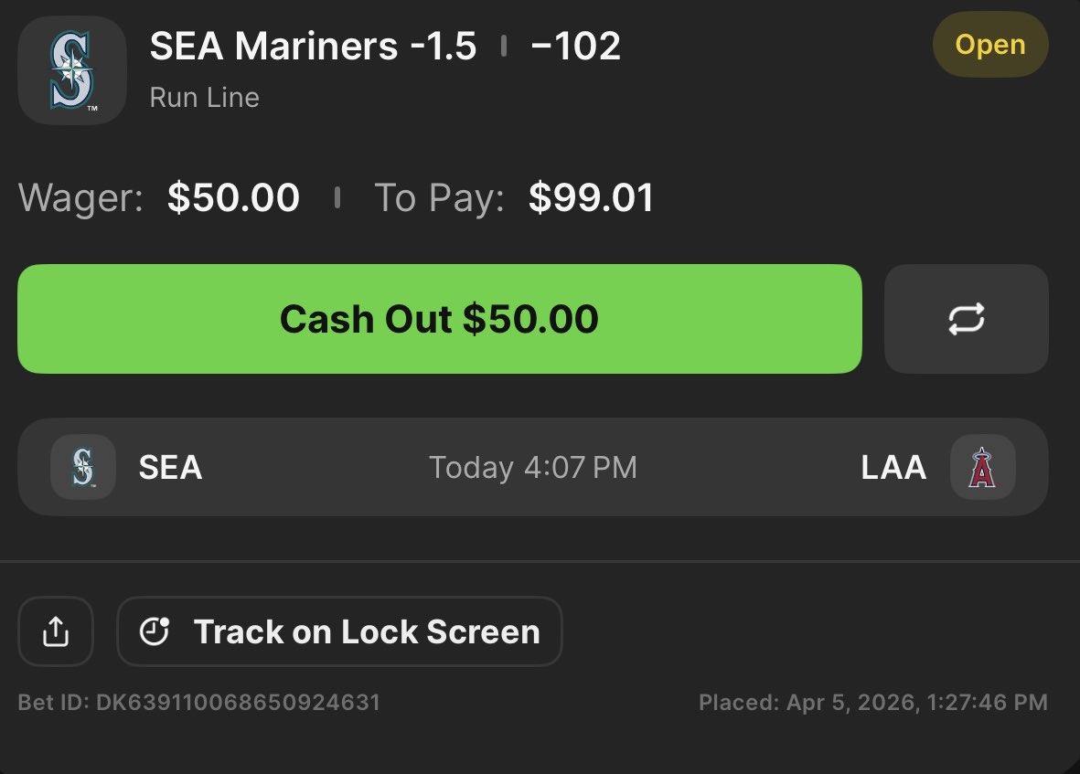 pattybeesplays's tweet photo. POD
*SEA Mariners -1.5*
4:07 EST
2U https://t.co/hDcQGWZvUT