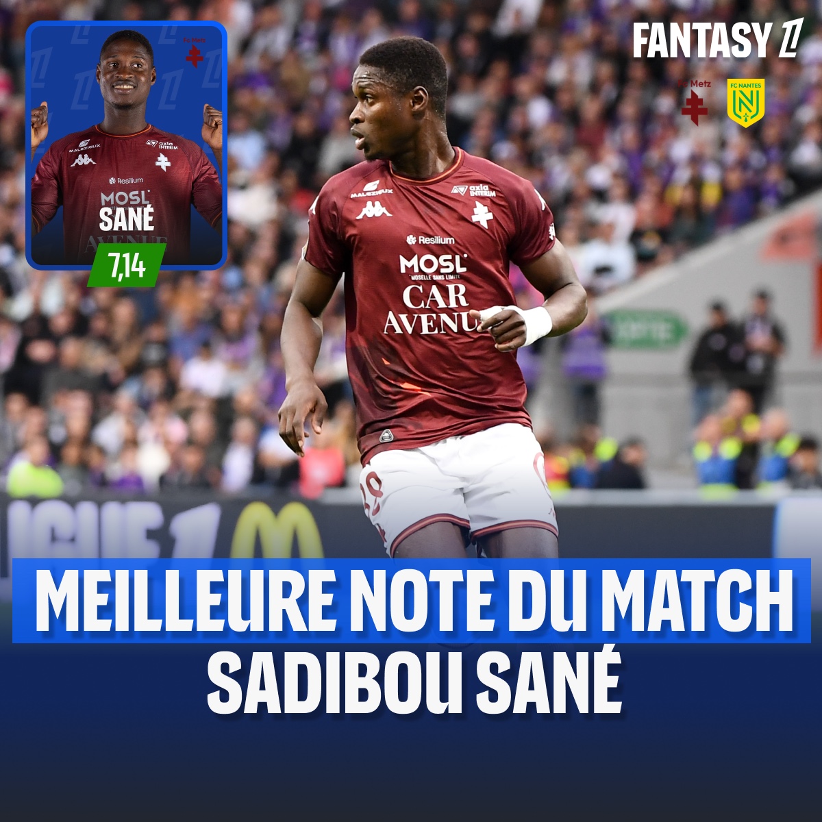 FantasyLigue1's tweet photo. Le Sénégal à l'honneur sur Fantasy L1 pour ce multiplex ! 🇸🇳

Sadibou Sané, Arouna Sanganté et Abdoulaye Faye terminent meilleurs joueurs des chocs de cet après-midi.

#FCMFCN #HACAJA #FCLPFC