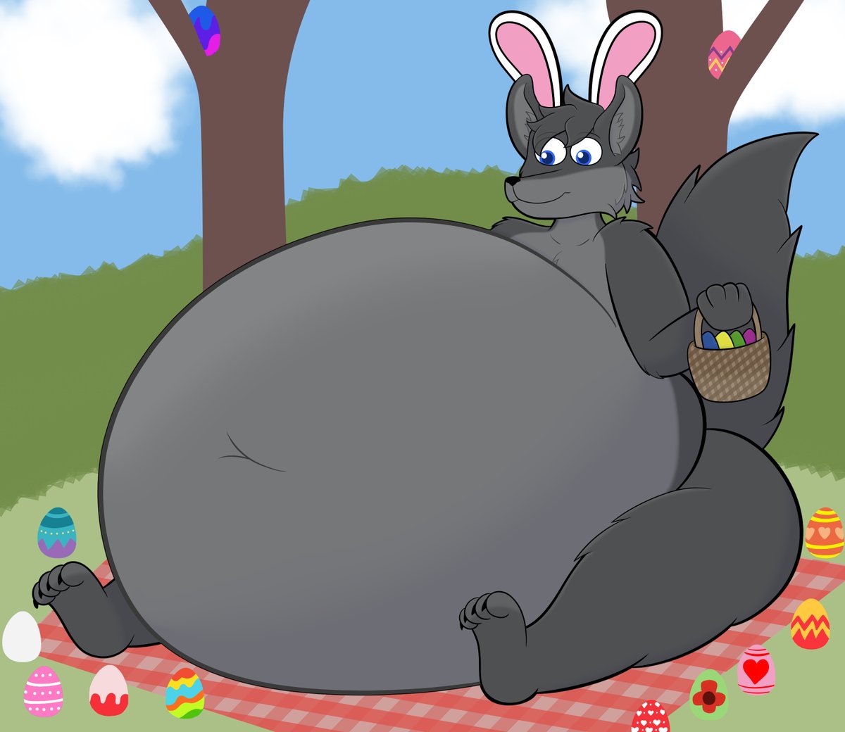 FurryWorld1's tweet photo. Lots of chocolate eggs and bunnies for everyone!

Happy Easter!

#Easter #easter2026 #wolf #candy  #Eastereggs #chubbyfurry #HappyEaster2026 #furryart #furryartwork  #fatfur #bigbelly #belly 

Made by @9XReneX9 https://t.co/jXlN5tJvCJ