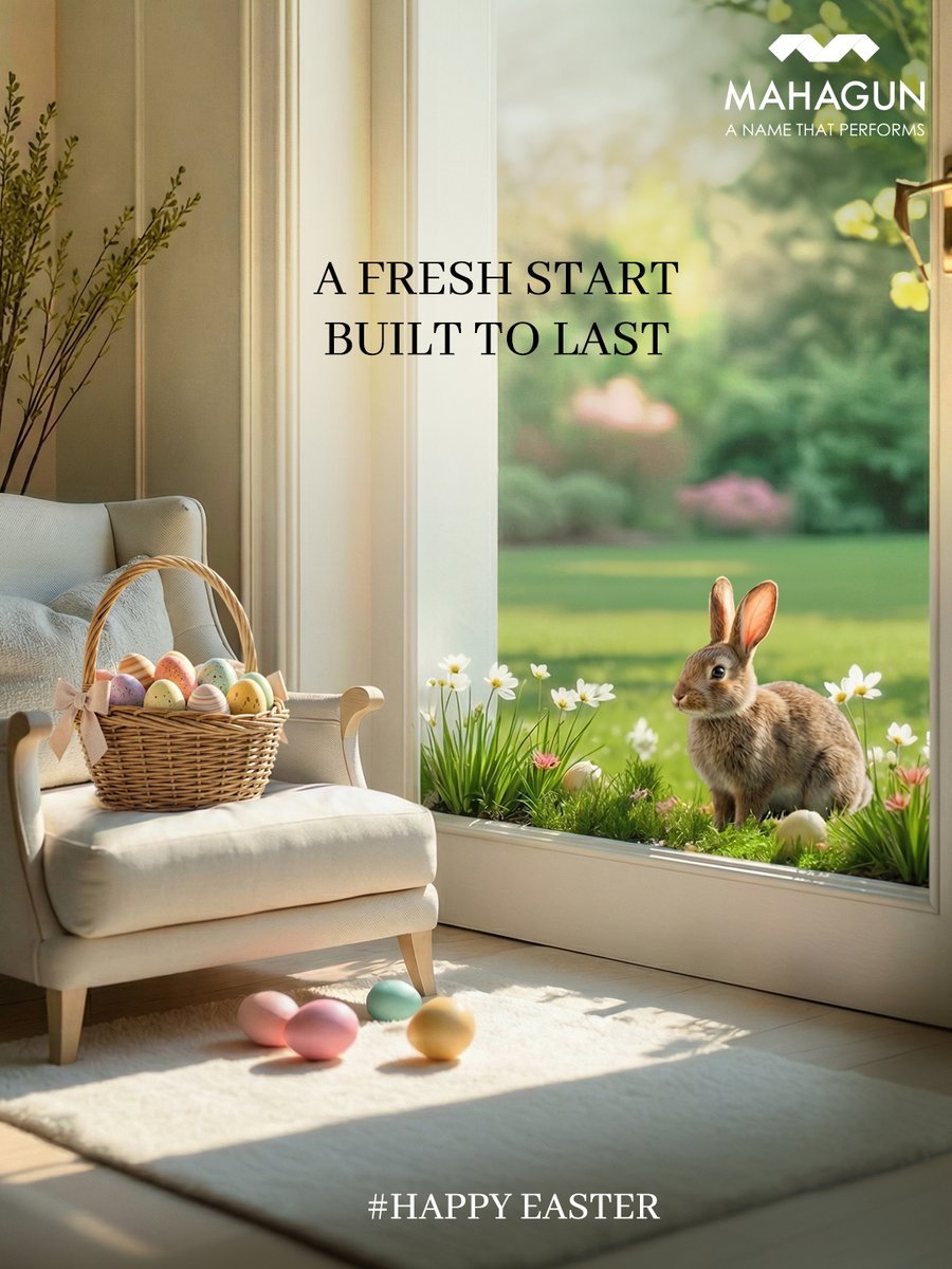 mahagungroup's tweet photo. A season of renewal, a promise of new beginnings.
Celebrate a fresh start, built to last.

#Mahagun #MahagunIndia #HappyEaster https://t.co/Z2dHXmIfdP