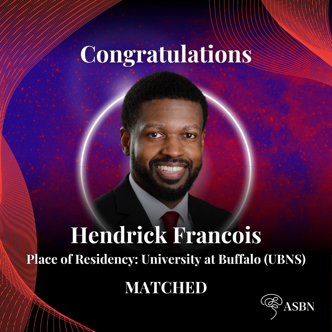 amsobns's tweet photo. Brooklyn roots. Buffalo bound. Black excellence always. 🖤 Congratulations to Hendrick Francois on matching into Neurological Surgery at the University at Buffalo Neurosurgery (UBNS)!

Hendrick is a Jacobs School of Medicine and Biomedical Sciences graduate with a focused passion for spine neurosurgery. Matching at UBNS — where he trained — reflects a deep commitment to his craft and the community that shaped him.

ASBN is proud to celebrate Hendrick and the next chapter of his journey in service to patients and the field. Join us in celebrating Hendrick Francois — from Brooklyn to Buffalo, the grind never stops! 💪 Connect with the ASBN community at https://t.co/aom3VvOh8u.

#Match2026 #ASBNOrg #BlackExcellence #Neurosurgery #ASBNConnects