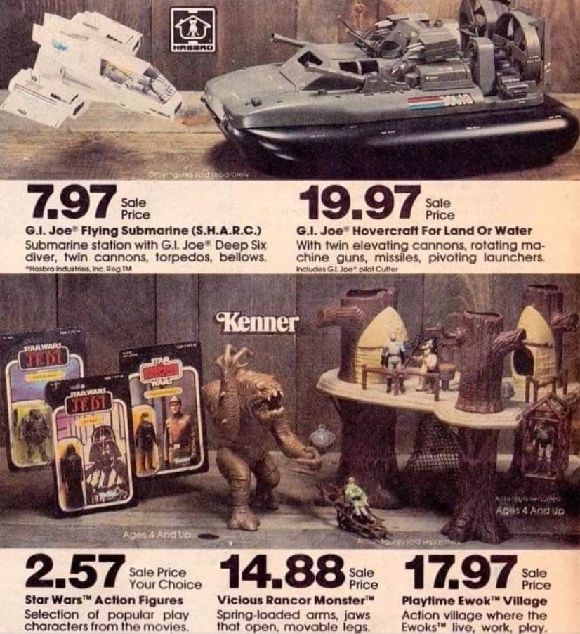 capecoraldwells's tweet image. #STARWARS 
   #GIJOE🇺🇸
       #HASBRO 
           #KENNER 
   Catalog Ad…  1983