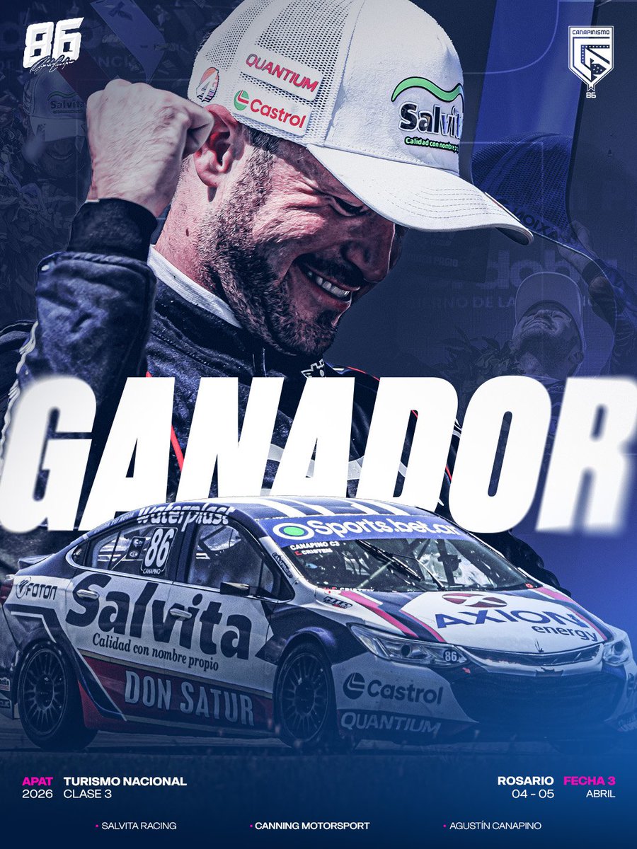 canapinismo86's tweet photo. 🥇 GAAAAAAAAAANOOOO @AgustinCanapino !!

El dueño del #TNenRosario ☝️ https://t.co/0JQo520f7r