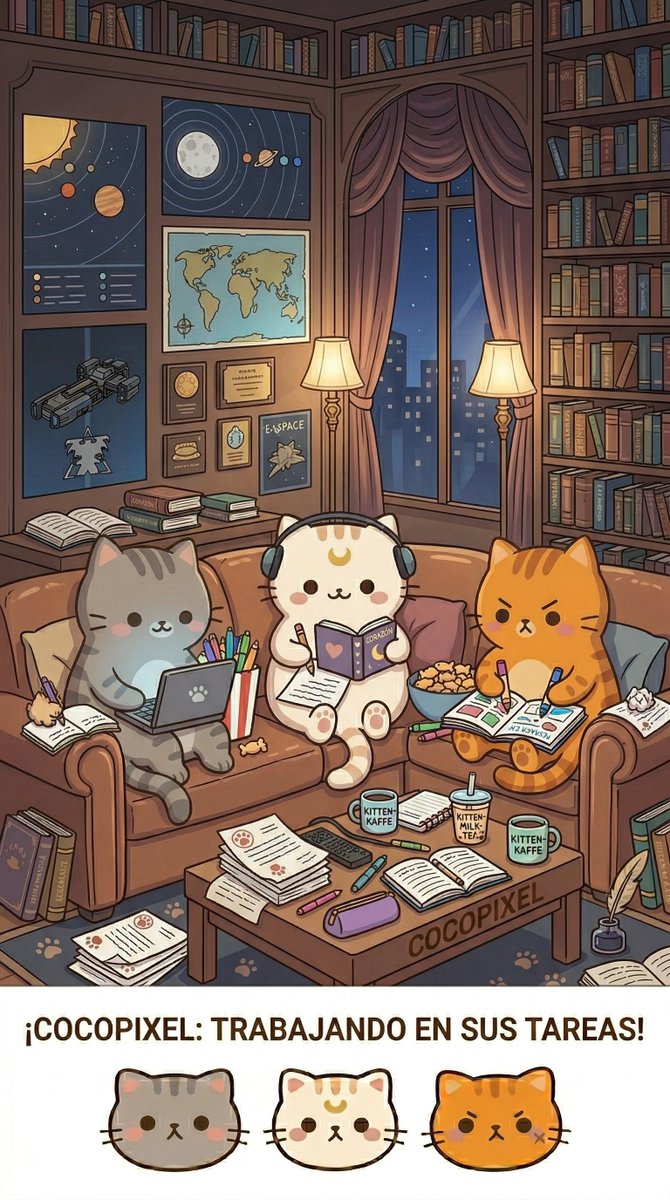 cocopixelteam's tweet photo. Trabajando en tareas con Coco, Luna y Mango. Cocopixel https://t.co/WZFQosr2W4
