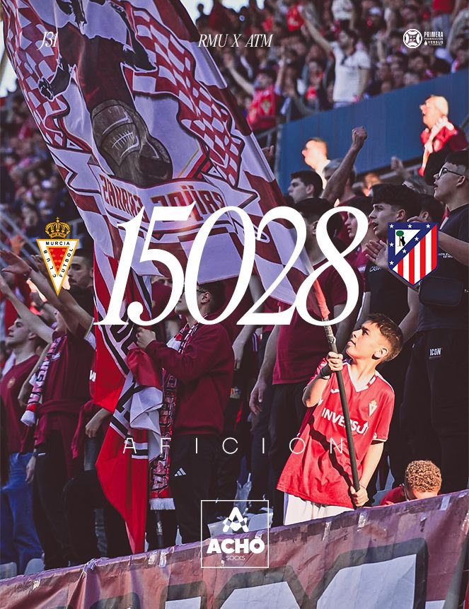 J31  | 🧦 𝗔𝗙𝗜𝗖𝗜𝗢́𝗡 con 𝗦𝗘𝗡𝗧𝗜𝗠𝗜𝗘𝗡𝗧𝗢 con 𝗔𝗖𝗛𝗢 𝗦𝗢𝗖𝗞𝗦

🏟️ Hoy somos 𝟏𝟓.𝟎𝟐𝟖 𝗲𝘀𝗽𝗲𝗰𝘁𝗮𝗱𝗼𝗿𝗲𝘀 en el estadio Enrique Roca de Murcia. 

#RealMurciaAtléticoMadrileño