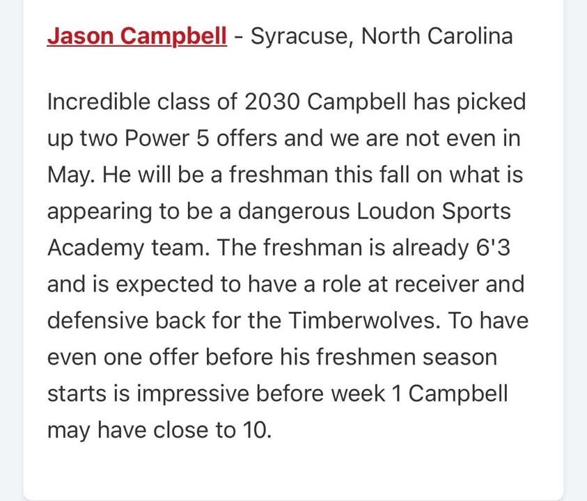 Jasoncampbell_8's tweet photo. Beyond thankful for this write up by @carljfred @prepredzone https://t.co/5iJajn7WhP