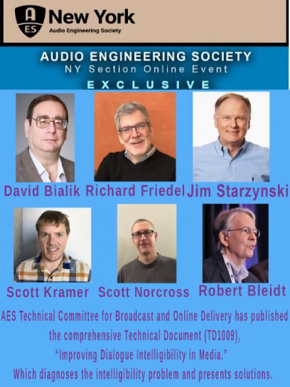 AESorg's tweet image. Improving Dialogue Intelligibility in Media

The AES New York Section hosted a discussion on TD1009, from the AES Technical Committee for Broadcast &amp;amp; Online Delivery.

Watch the session: youtube.com/watch?v=hWOkAc…

#AESorg #AudioEngineering #Broadcast #SpeechIntelligibility