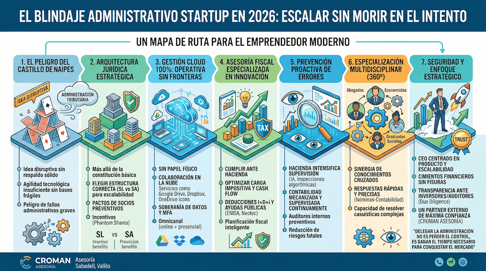 Crowdemprende's tweet photo. En 2027, tu idea disruptiva valdrá CERO si tu contabilidad es un castillo de naipes. La mayoría de startups en 2026 no mueren por falta de fondos, sino por estructuras administrativas débiles que colapsan ante el crecimiento acelerado. ¿Tu back-office es una bomba? 👇 https://t.co/gFxhI6OT0h