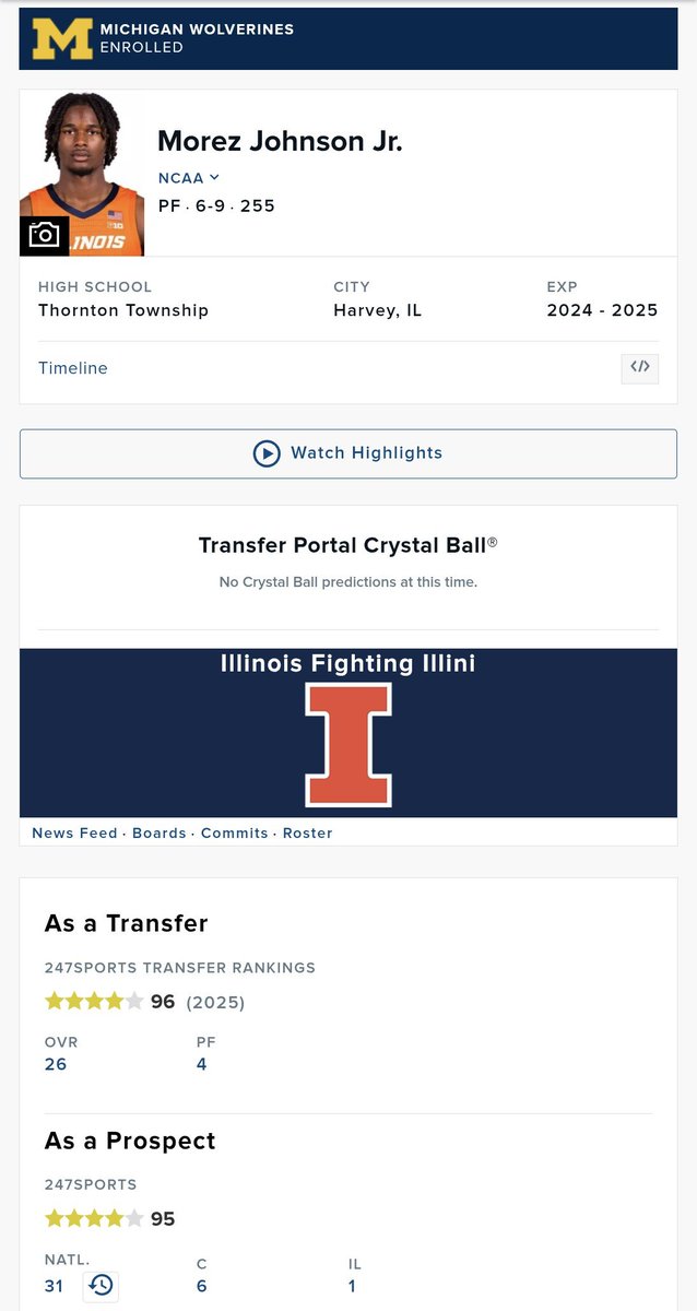 NotTheFakeWebby's tweet photo. @LeeSince95 @UM_Insiders @sarge____ Yea these lowly ranked guys that we're choosing between Michigan and Grand Valley, definitely not some of the top players in the transfer portal. Just accept that guys have the money to buy championships now that don't have an asterisk attached and enjoy, stop lying to yourselves https://t.co/CoAZn7YcLD