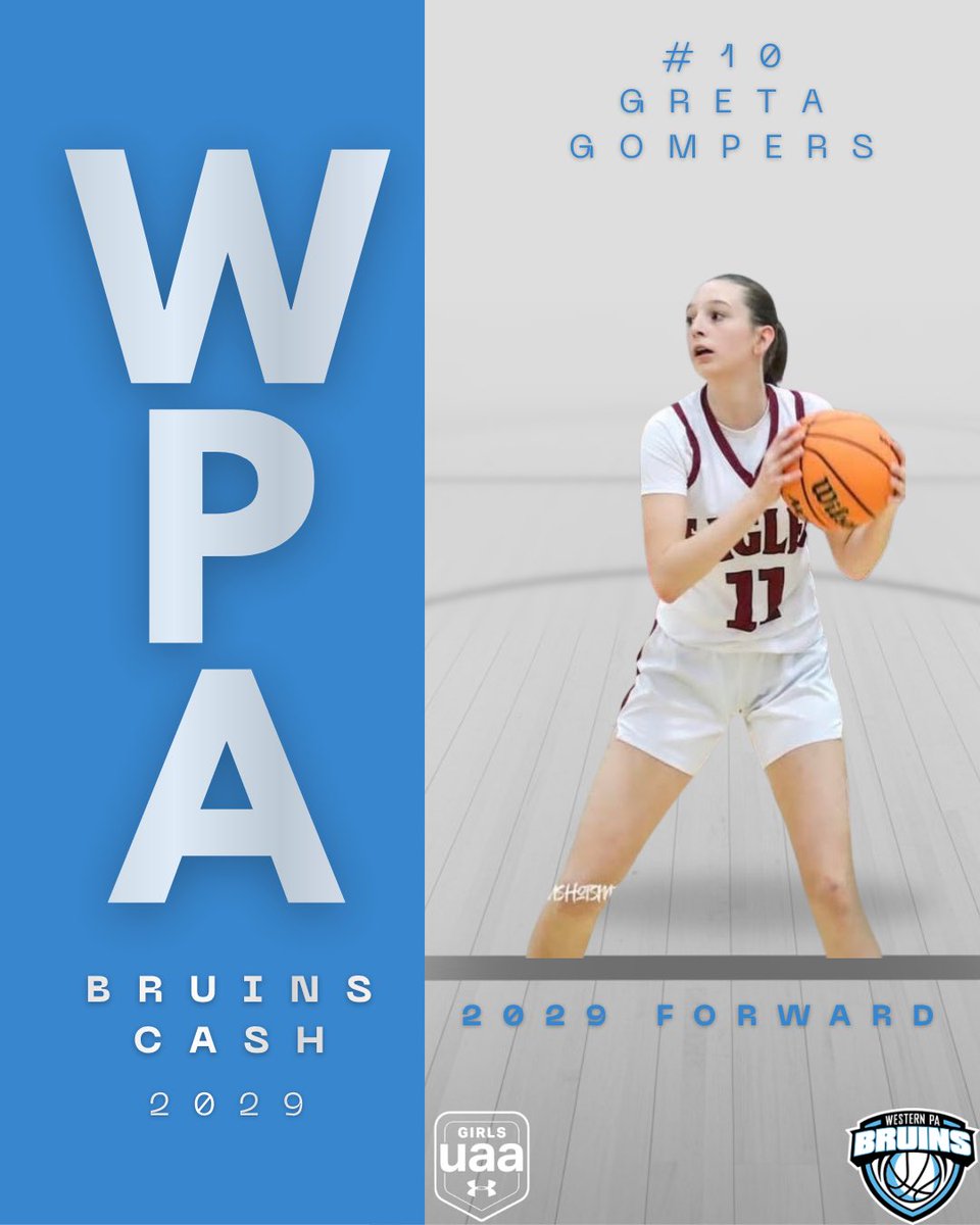 wpabruins2029's tweet photo. Greta Gompers #10 | 2029 Forward | Oakland Catholic HS. Athletic, versatile, and ready to compete. Excited to start her journey with WPA Bruins Cash GUAA 15U 💼🔥 https://t.co/ORjYr3sFqU