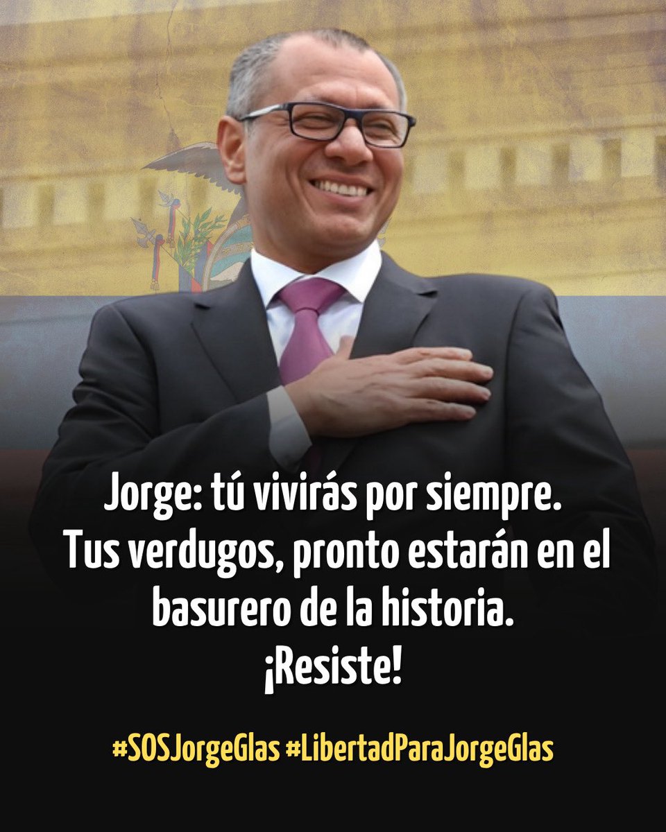 Jorge no está solo.
Su nombre es resistencia y dignidad.

Podrán perseguir, encarcelar e intentar borrar pero hay causas que no se apagan.

#SOSJorgeGlas #LibertadParaJorgeGlas