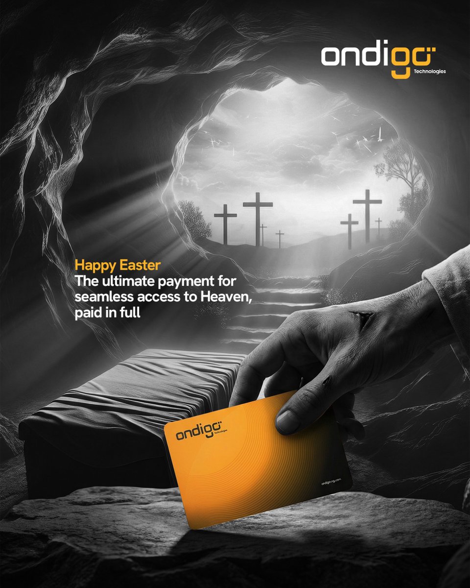 ondigotech's tweet photo. The ultimate price for seamless access was paid in full. Today, we celebrate the journey that changed everything. Wishing you a peaceful and Happy Easter from all of us! ✨ 

#Seamlesspayment
#PaidInFull 
#Easterday2026 https://t.co/lec8yiH05l