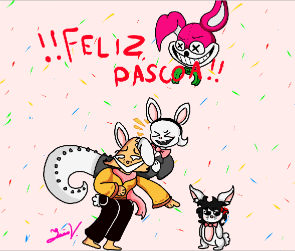 JoJocaloca's tweet photo. "Coelhinho da Páscoa, o que trazes pra mim? O Hipe, o Daish e o Zedin assim...🐇"
@_Daishikawa @EuHipe @Zedonho 
#CoelhoRosa #daishikawa #euhipe #zedin #ZedinArts #fanart https://t.co/xI7zyt7tbf